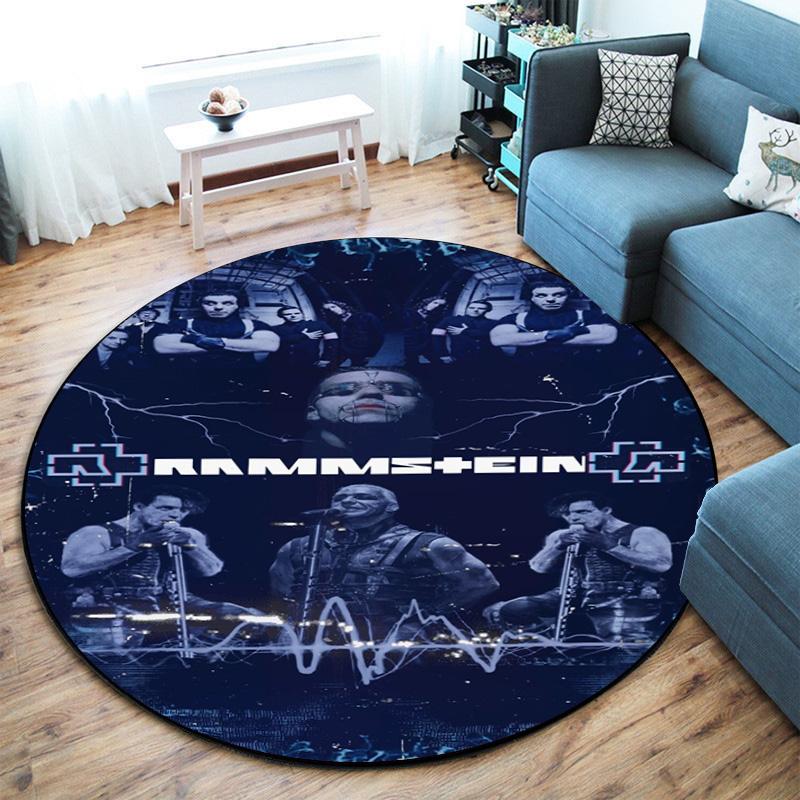 Famous German Rock Heavy Metal Band Rammstein Tile Lindemann Circular Carpet Decoration Anti Slip Home Table and Chair Mat Aisle Door Mat Carpet D15