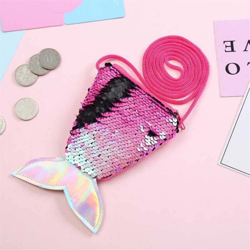 Damen Meerjungfrauenschwanz-Pailletten-Geldbörse, Mädchen-Umhängetaschen, Sling-Geldwechsel-Kartenhalter, Geldbörse, Tasche für Kinder, Geschenke
