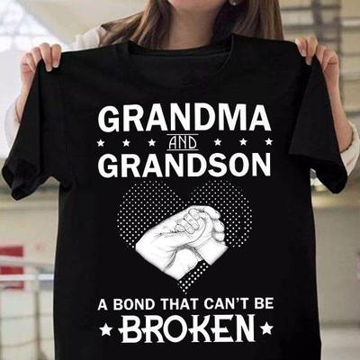ZIMOXUAN Grandma and Grandson A Bond That Can't Be Broken T-Shirt Grandma T Shirt