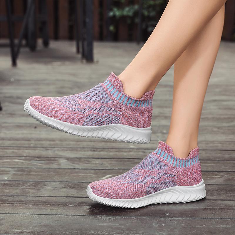 Fashion Pink New Slip On Shoes with Breathable Mesh for Lazy People Comfortable Non Slip Soles Lightweight Travel Shoes for Women 43