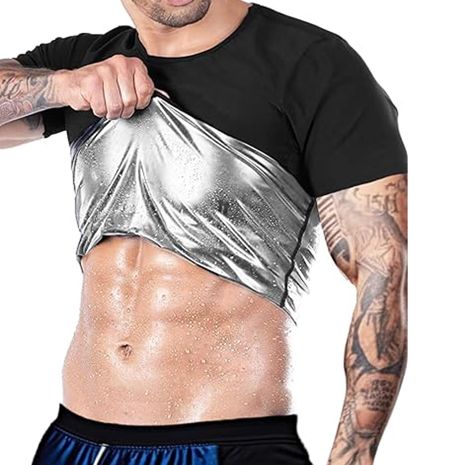 

Мужская термоусадочная футболка с компрессионным жилетом, утягивающее белье, топ для мужчин, утягивающее нижнее белье для похудения, утягивающее белье XXL чёрный/серебряный