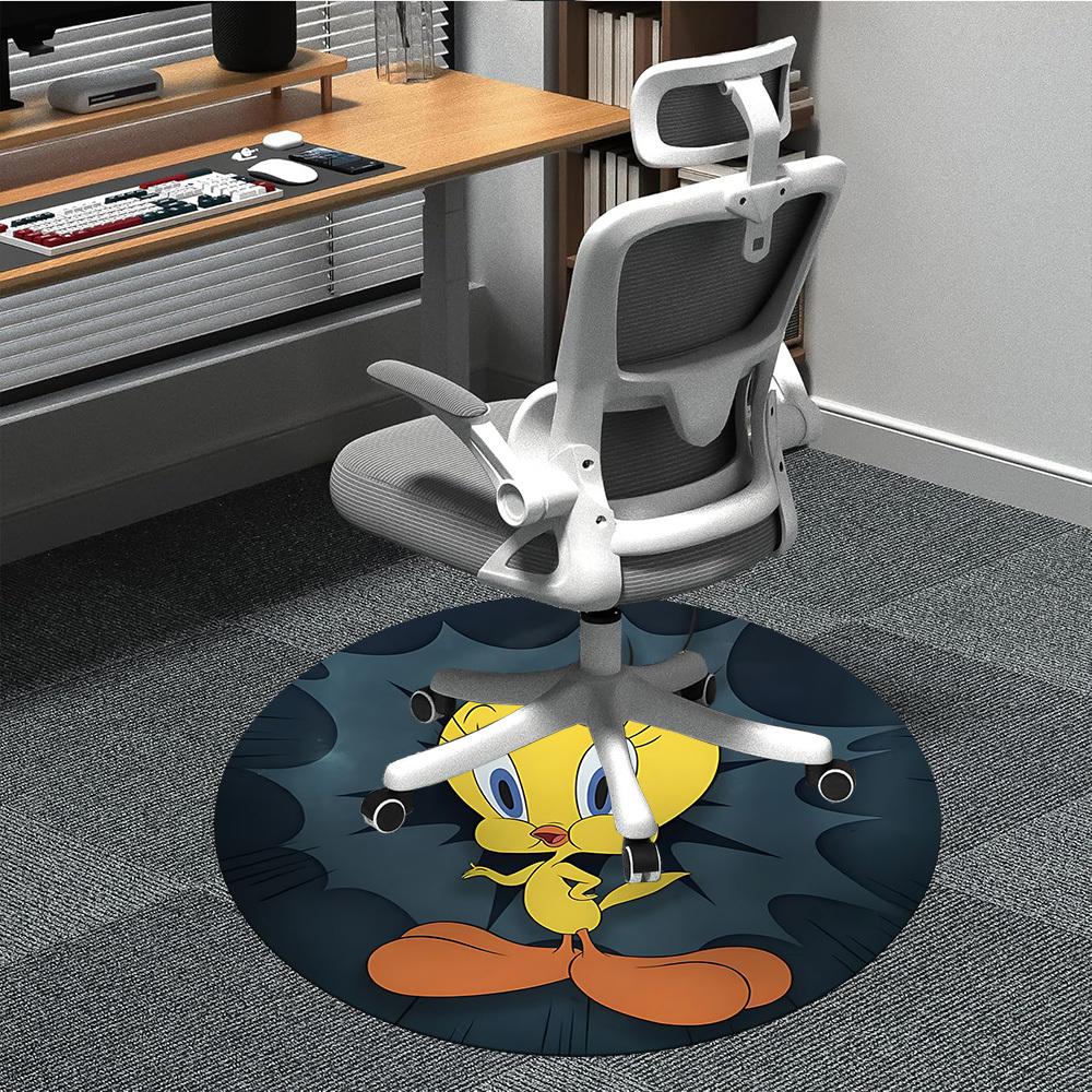 

1PC Looney Tunes Tweety Office Round Area Rug, Indoor Mat Suitable For Office, Under Office Chairs Bedroom Living Room Home Decor DT1212056 80cm by 80cm