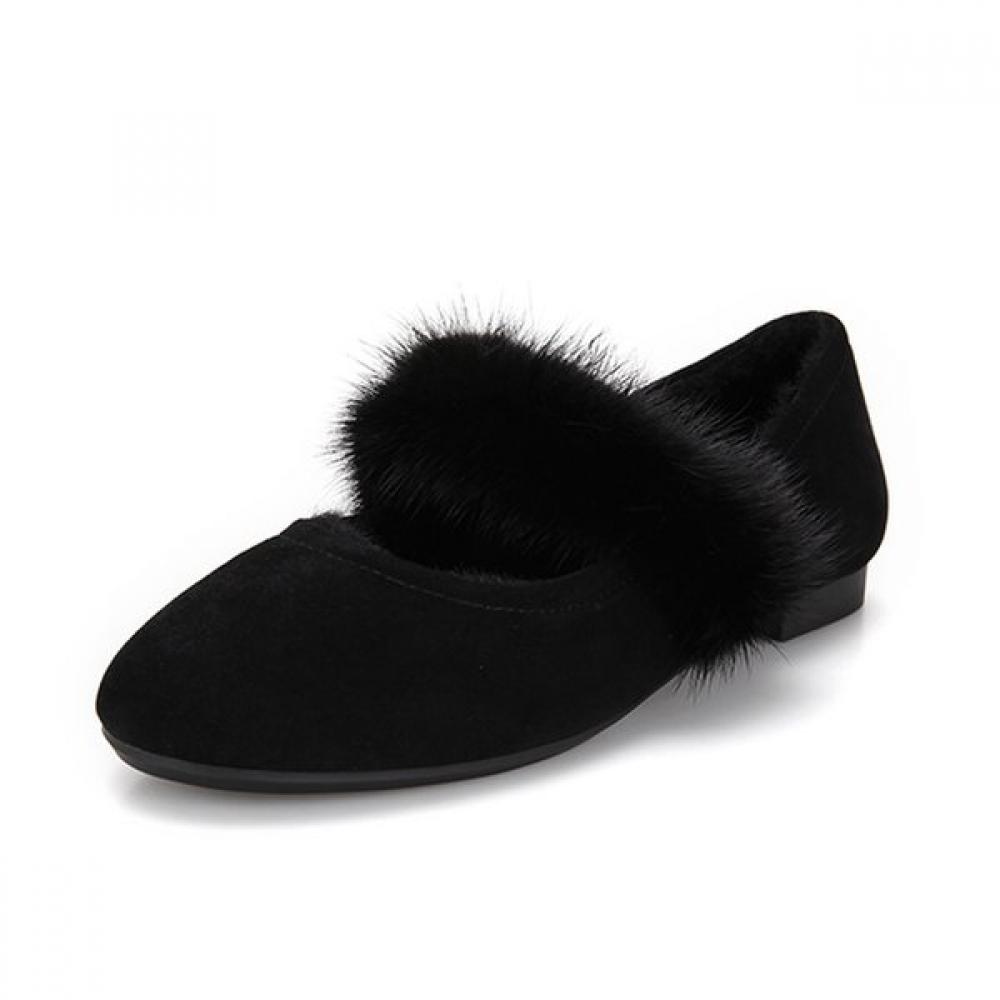 Barbara Suede Mink Fur 1.5cm Flat Bbf545bk 235mm