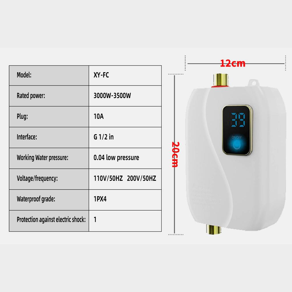   Water Heater 220V 3500W   Electric Tankless Hot Water Heater Bathroom Kitchen Washing with LCD Display for Shower Bathroom Kitchen Washing 