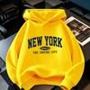 New York Letter Print Casual Style for Boys and Girls Children's Fashionable Hoodie Loose Fit, Geometric Pattern Warm Sweatshirt