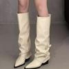 Square Heel Pointed Brown Maillard Tall Knight Boots Women's Shoes 2026 Spring Autumn Winter Pant Boots Long Boots