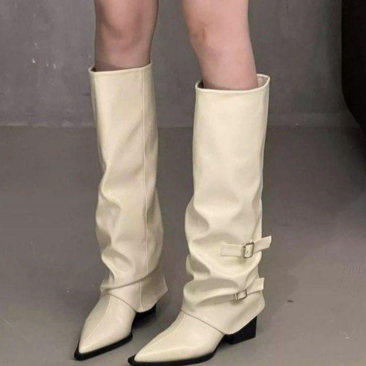 Square Heel Pointed Brown Maillard Tall Knight Boots Women's Shoes 2026 Spring Autumn Winter Pant Boots Long Boots
