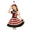 Dětské Dívčí Halloweenské Klaunské Šaty Krátký Rukáv Volánkový Límec Patchwork Diamantový Vzor Dvojitá Vrstva s Kloboukem Elastické Manžety pro Cosplay Divadelní Představení