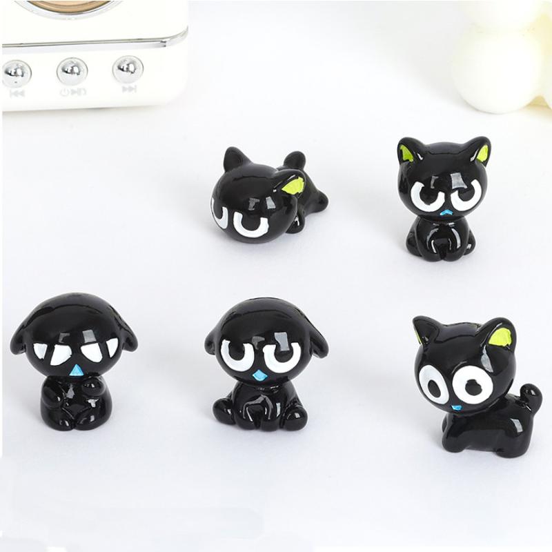 1/5Pcs Cartoon Kitten Desktop Room Decor Cute 3D Black Cats Figurine Miniature Micro Landscape Resin Ornaments Home Decoration