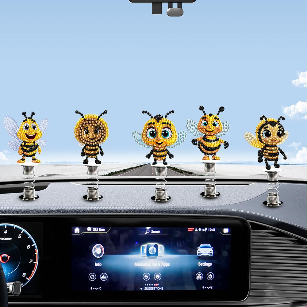 5Pcs Frog Diamond Painting Car Dashboard Shake Head Doll Shaking Head Desk Ornaments Spring Stand Dancing Doll for Women Girls