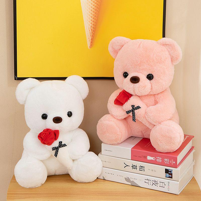 Cute Rose Bear Doll Teddy Bear Rag Doll Plush Toy Valentine's Day Wedding Gift