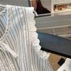 French Retro Lace-Trimmed Blue Striped Vest, 2026 Summer Style: Slimming, Age-Reducing Lace-Up Top for Women