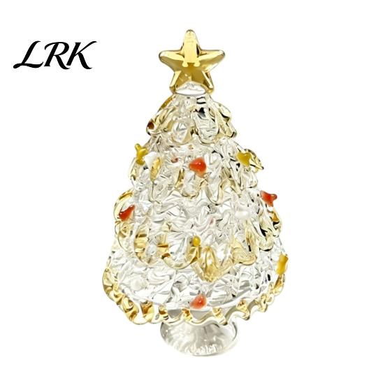 Glass Ornaments for Winter Decor Glazed Christmas Tree Figurine, Pulled Wire Desk Decor, Decorations Mini Holiday Tabletop Ornament Car Home,