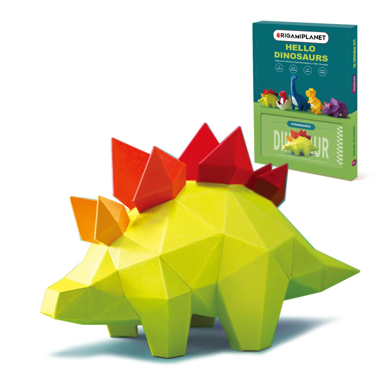 ORIGAMIPLANET 3D Оригами Динозавр Поделка Стегозавр Милый DIY 3D Бумажная Поделка Декор для Дома для Подростков Креативная Ручная Работа Фигурка Животного Бумажная Скульптура STEM