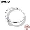 WOSTU 925 Sterling Silver Romantic Shining Shell Bead Star Ring for Women Fine Jewelry Gift