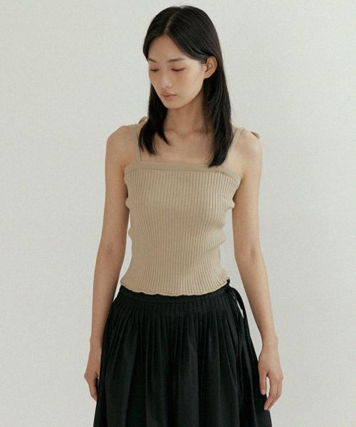 Lingseoul Ribbed Bustier Knit-Khaki