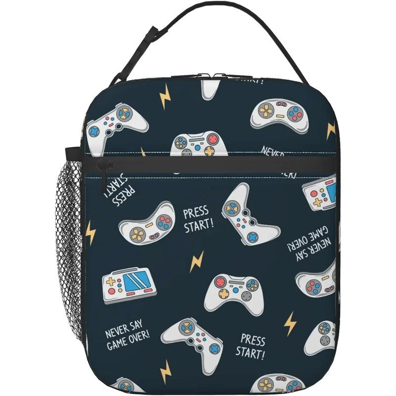 Video Game Controller Insulated Lunch Bag Reusable Lunch Box Portable Thermal Bento Tote for Adults Kids Work School Picnic