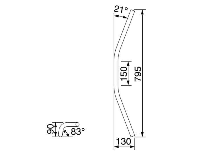 Hurricane P1 Drag Conti Typ Chrom HB0146C Lenker, Zoll, 2, Verchromt,