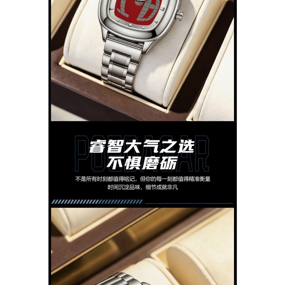 Montre-bracelet à quartz pour homme Boîtier carré coussin Bracelet en acier inoxydable Analogique Affaires Étanche