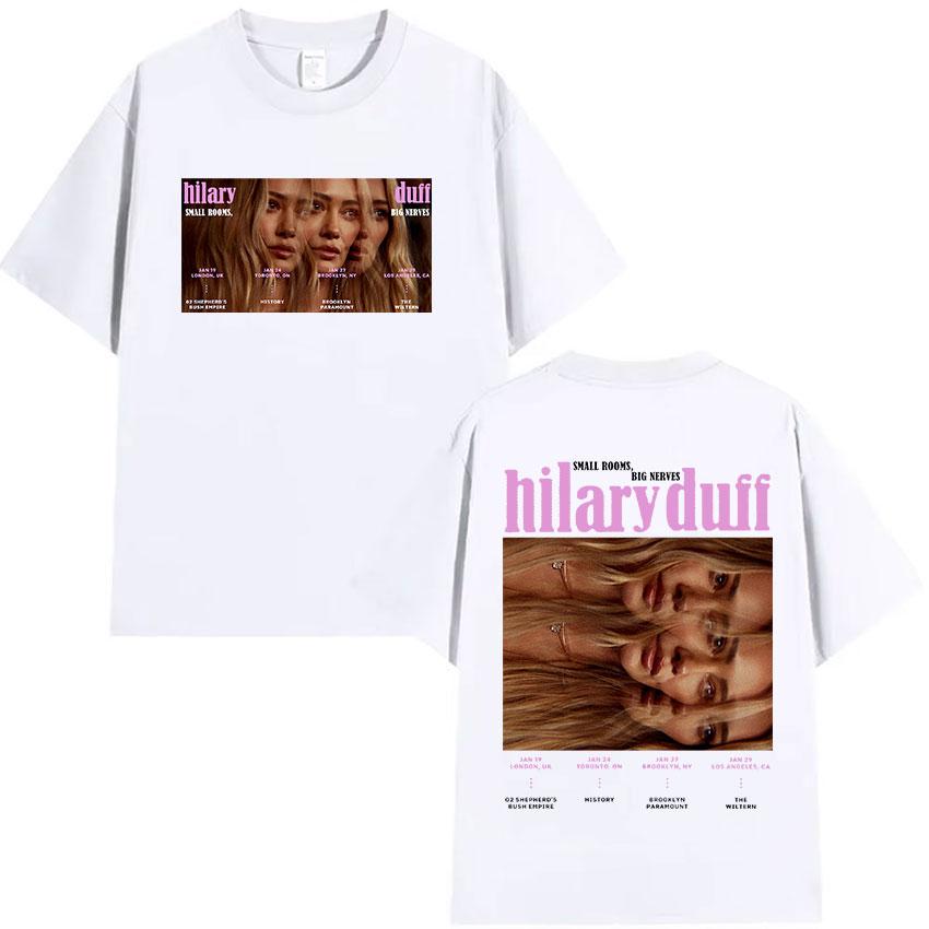 Hilary Duff SMALL ROOMS BIG NERVES Tour 2026 Grafisk T-shirt Unisex Dam Sommar Estetisk Vintage Mode Överdimensionerad Bomulls-T-shirt