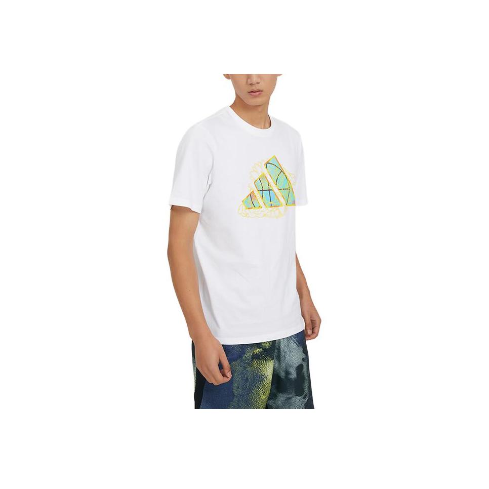 Adidas Large Logo Print Crew Neck T-Shirt Men Tops White IC8105