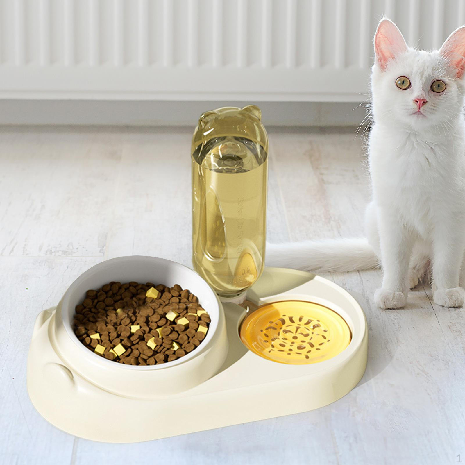 

2 в 1 миска для кошек, еда, вода, питье, легко моется, диспенсер, бутылка для бежевый