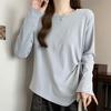 [ODFMCE] t-shirt ladies long sleeve spring cotton Plain color Fashionable Beautiful Relaxing big size is (JP, alphabet, XL, blue)