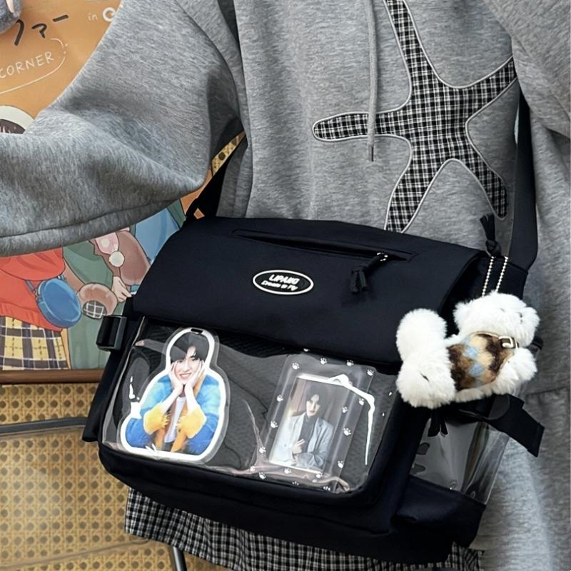 New Y2K Cute Ita Bag Large Capacity Shoulder Bag Messenger Bag Lolita Girls Transparent Crossbody Bag DIY Display Casual Handbag