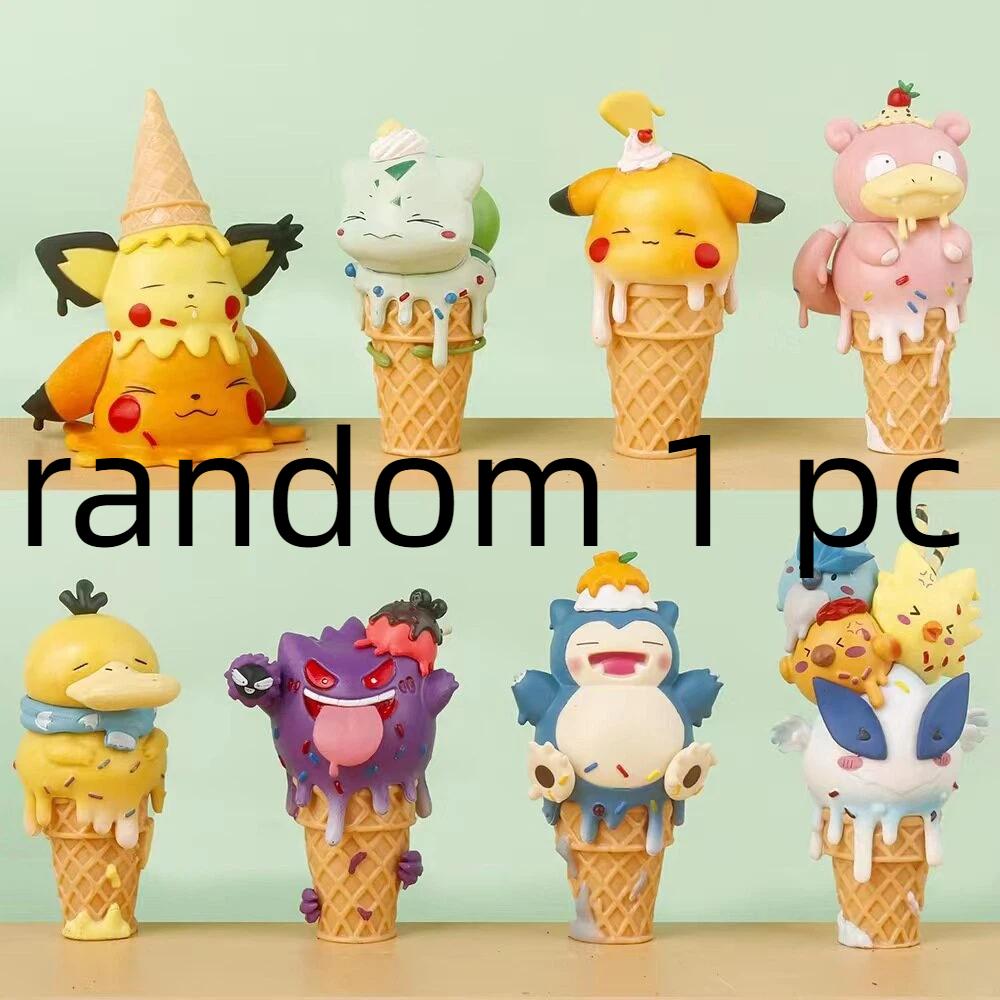 Anime Pok é Mon Ice Cream Cone Series Blind Box Psyduck Gengar Action Figure Cute Doll Model Toy Desktop Decoration Fans Gifts