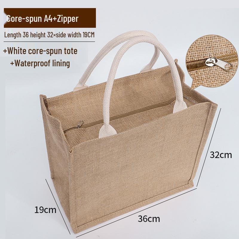 

Холщовая сумка-тоут с принтом логотипа - Дизайн на молнии из мешковины для книг и покупок