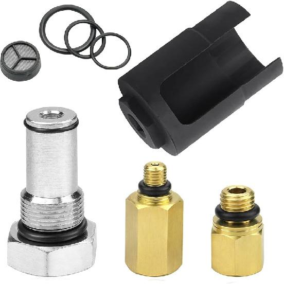 Mekar 2PCS Oil Rail Adapters Kits And 1 PC 6.0 High Pressure Oil Pump IPR Valve Air Test Fitting Tool Compatible With Ford 6.0L Powerstroke Diesel