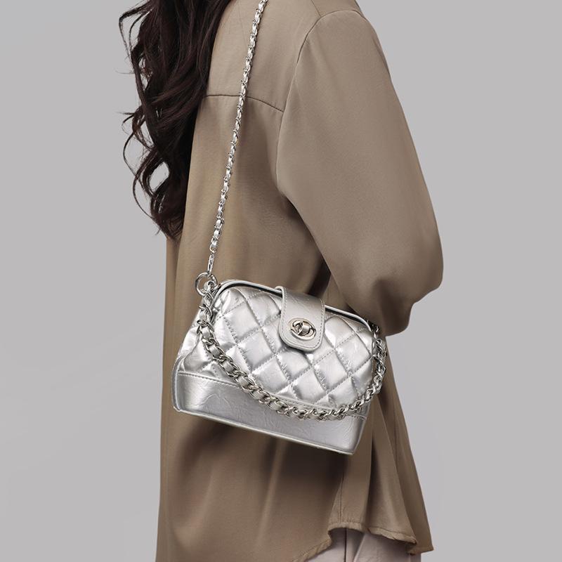 Bag Women'S Bag Summer Leather Shoulder Bag Crossbody Bag Versatile Premium Sense Rhombus Shell Bag