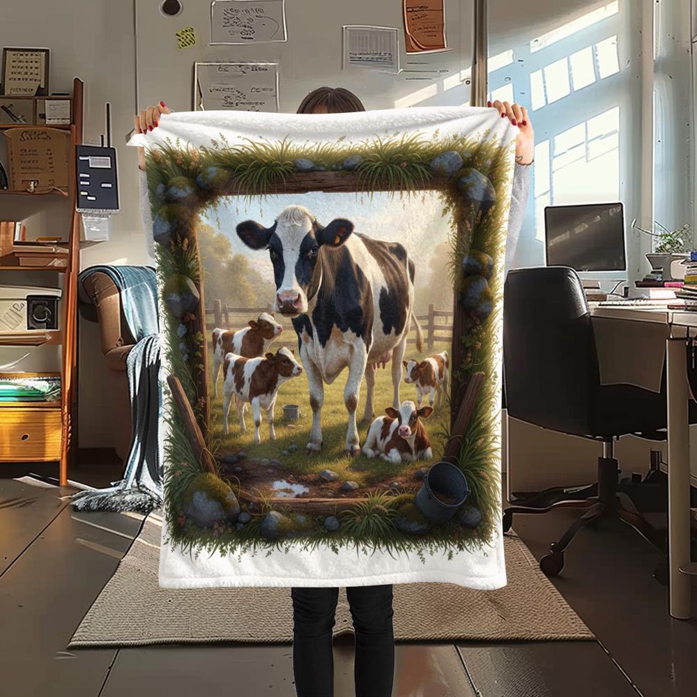 1Pc Cartoon Print Flannel Blanket, High Quality Comfortable for All Seasons, Home Decor, Warmth and Comfort, Perfect for Christmas Birthday Gift