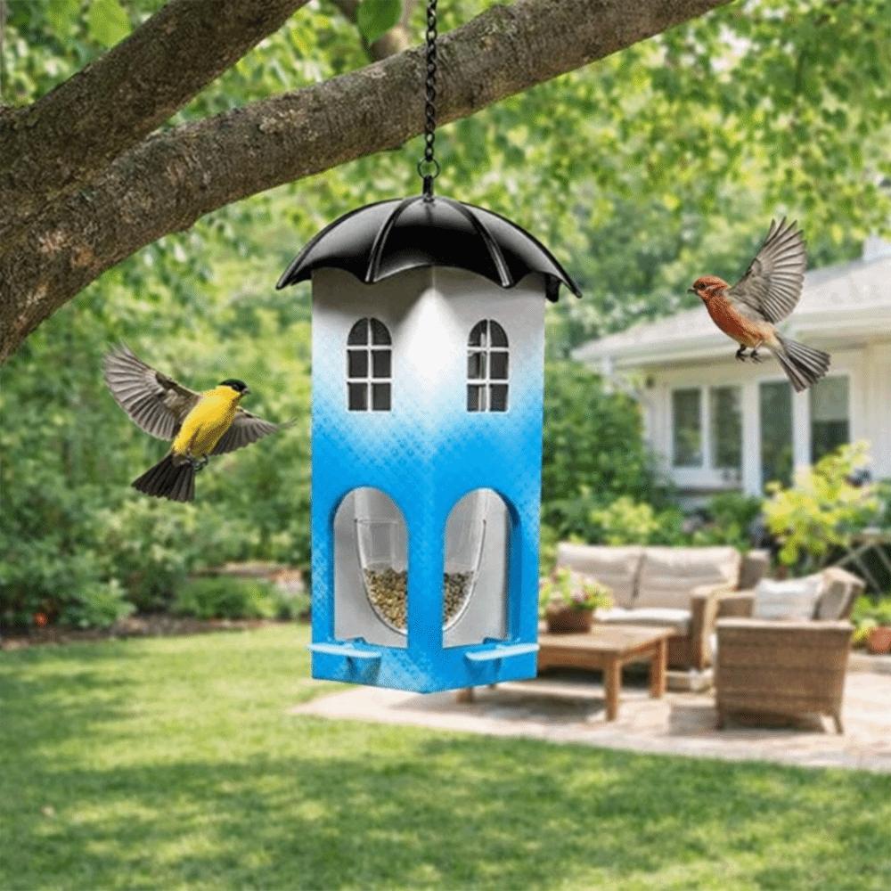 Waterproof Castle Bird Feeder Squirrel Proof Bird Feeding Station Hanging Bird Feeder  Patio