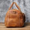 NZPJ Vintage Genuine Leather Men's Travel Bag Crazy Horse Leather Duffel Bag Large Capacity Top-Layer Cowhide Handbag Crossbody