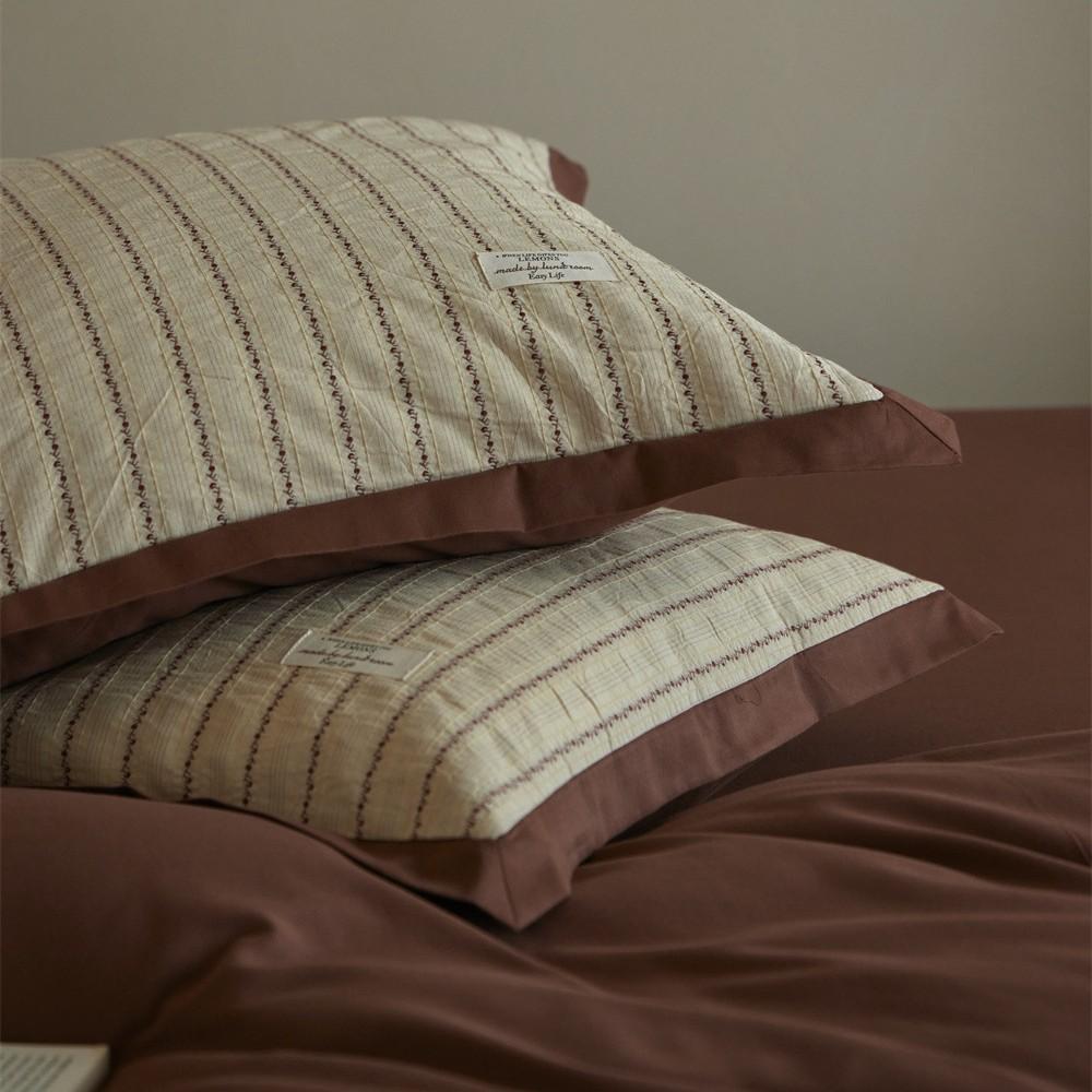 Four-piece Set of Pure Cotton Bedding, Jacquard Contrasting Color Quilt Cover, Bed Sheet Pillowcase Set