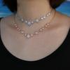 High Quality Iced Out Bling Sparking Clear Cubic Zirconia CZ Paved Star Starburst Charm Choker Necklace For Women
