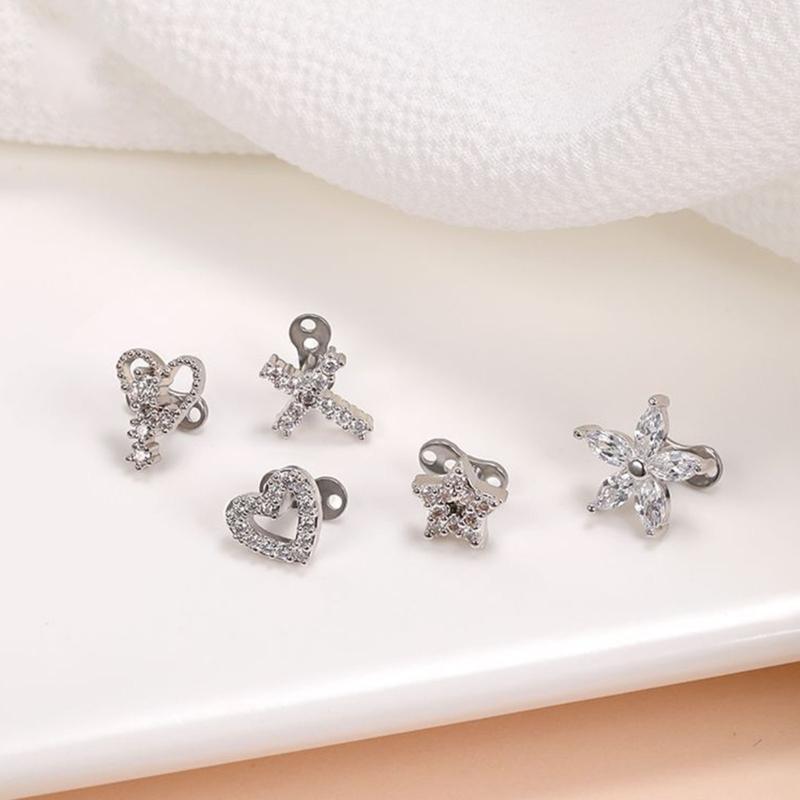 Pair Of Geometric 316L Stainless Steel Body Jewelry Geometric Body Studs For Unique Fashion And Style Expression