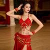 Danse du Ventre Danse Orientale Ensemble Foulard de Hanche Scintillant et Haut Lehenga Sans Manches Manchettes