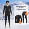 Strat de bază pentru sporturi de iarnă cu uscare rapidă pentru bărbați: Bluză călduroasă, cu croială strânsă, pentru schi și alergare, cu plus de catifea pentru fitness în aer liber