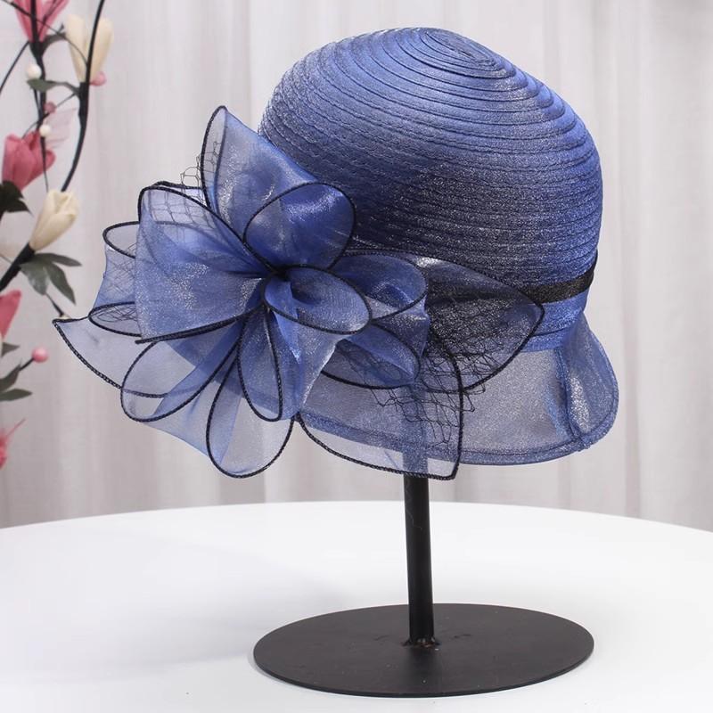 French British Top Hat Women Millinery Church Hat Elegant Bow Wide Brim Bucket Hats Kentucky Derby Fedora Women Summer Sun Cap