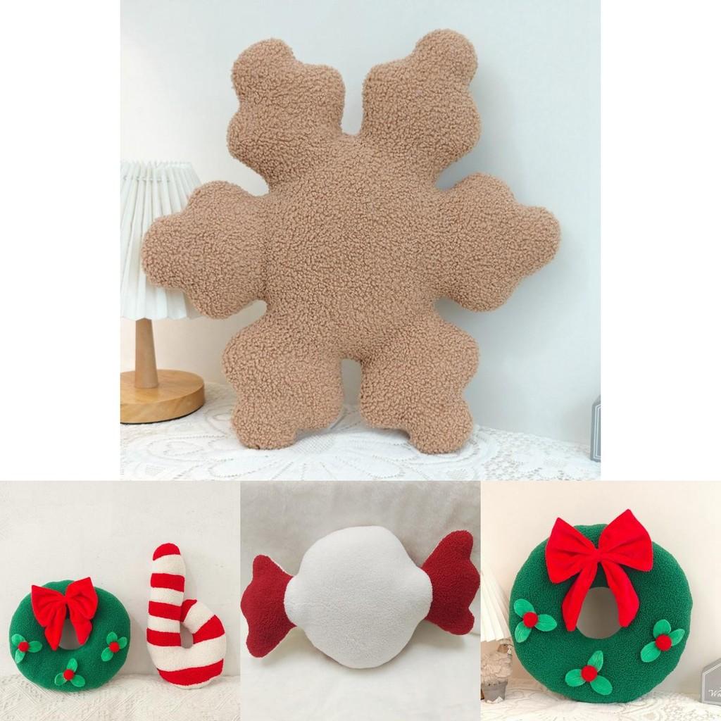 Adorable Cartoon Plush Christmas Snow House Wreath Snowflake Cushion Toy Gift