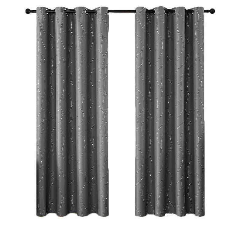 Grommet Blackout Curtains with Hot-Stamped Silver for Bedroom & Living Room