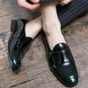 Gentleman New Wedding Dress Glossy Patent Leather Shoes For Men Classics Monk Strap Loafers Prom Homecoming Party Footwear