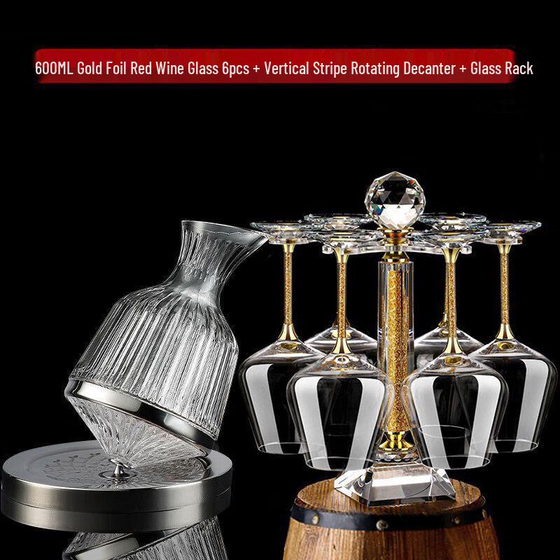 Luxury Crystal Wine Glass & Rotating Decanter Set