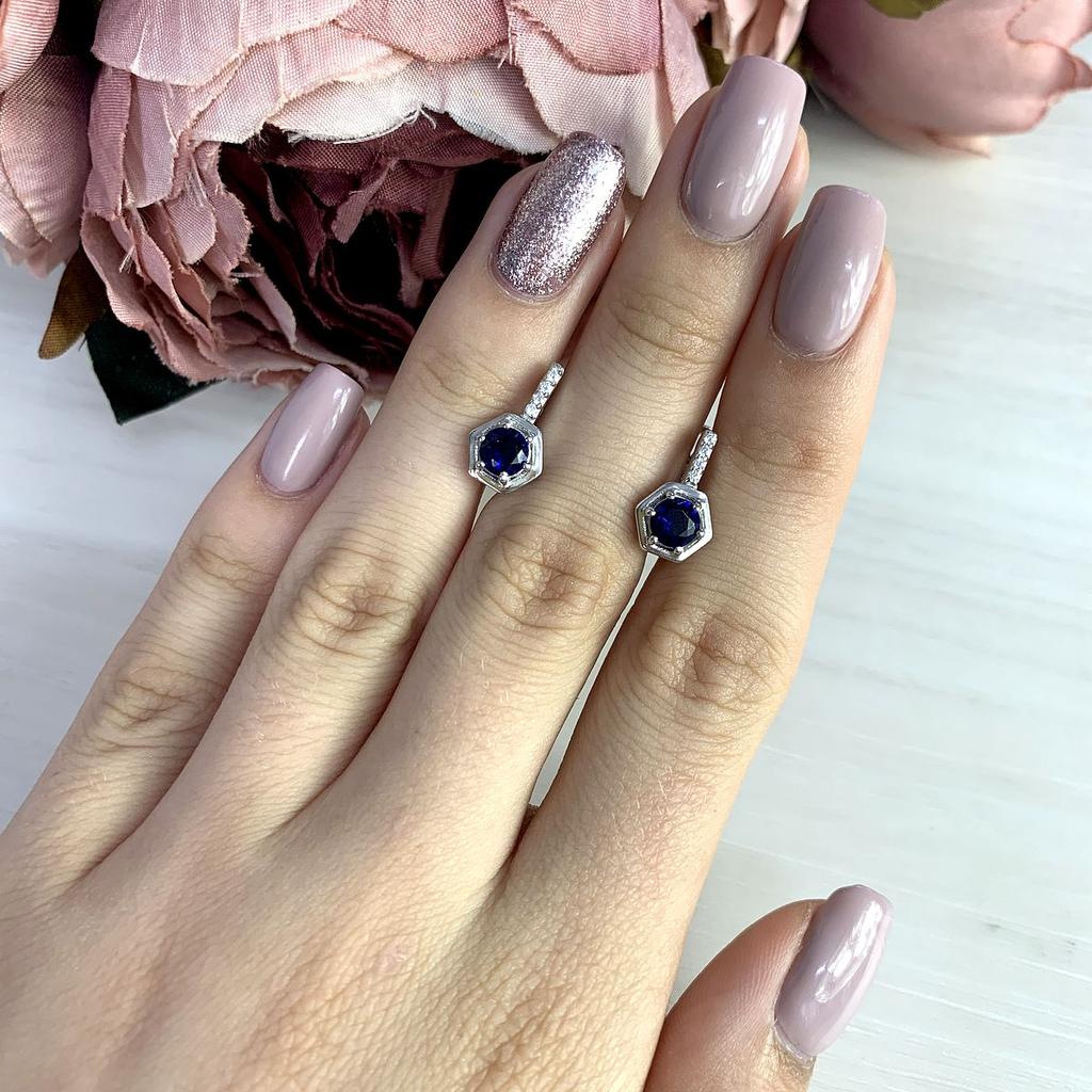 Silver Earrings with Nano 0.75ct Sapphire (1969151)