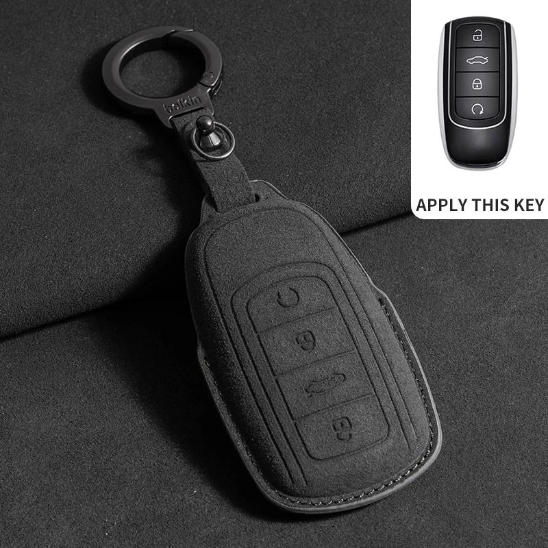 Suede Car Key Case Protector Cover Remote Fob Holder Keychain for Chery Tiggo 8 Arrizo 5 7 Pro EQ7 5x 3x Tiggo 7 Gx Pro 2020