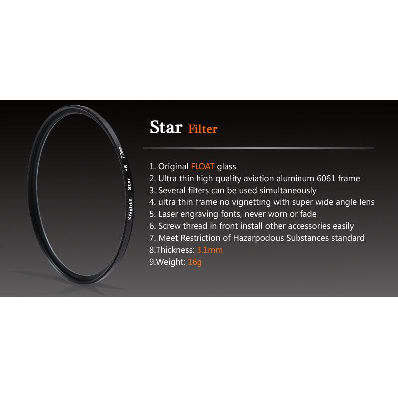 KnightX Special Effects Star Line 4 6 8 Star Camera Lens Filter For Canon Sony Nikon 1200d 200d D80 Dslr 52mm 58mm 67mm 77mm