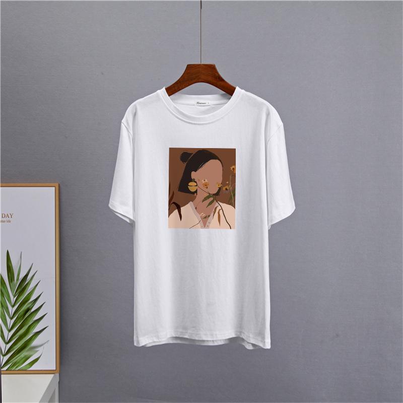 Camiseta Shellsuning con estampado estético a la moda para mujer, camisetas informales 100% de algodón de gran tamaño con cuello redondo, camisetas Harajuku para mujer, camisetas básicas simples