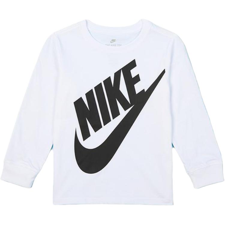 Nike T-Shirt Kids Letter Logo Print Round Neck Pullover Long Sleeve Kids tops White HA6944-100